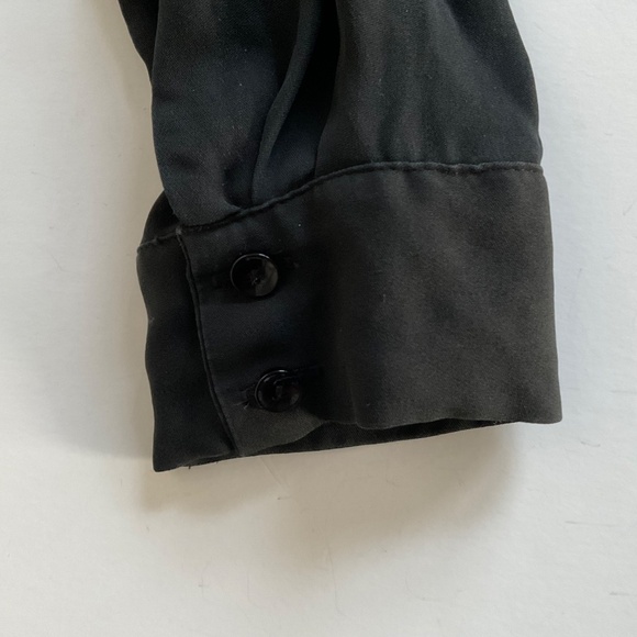 Chelsea Flower 100% Silk Button Up Blouse XS Black Open Back Sexy Night Out Y2K - Picture 11 of 13